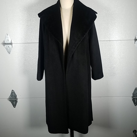 NWOT Vintage Pure Wool Black Open 1940s Coat - Picture 2 of 6